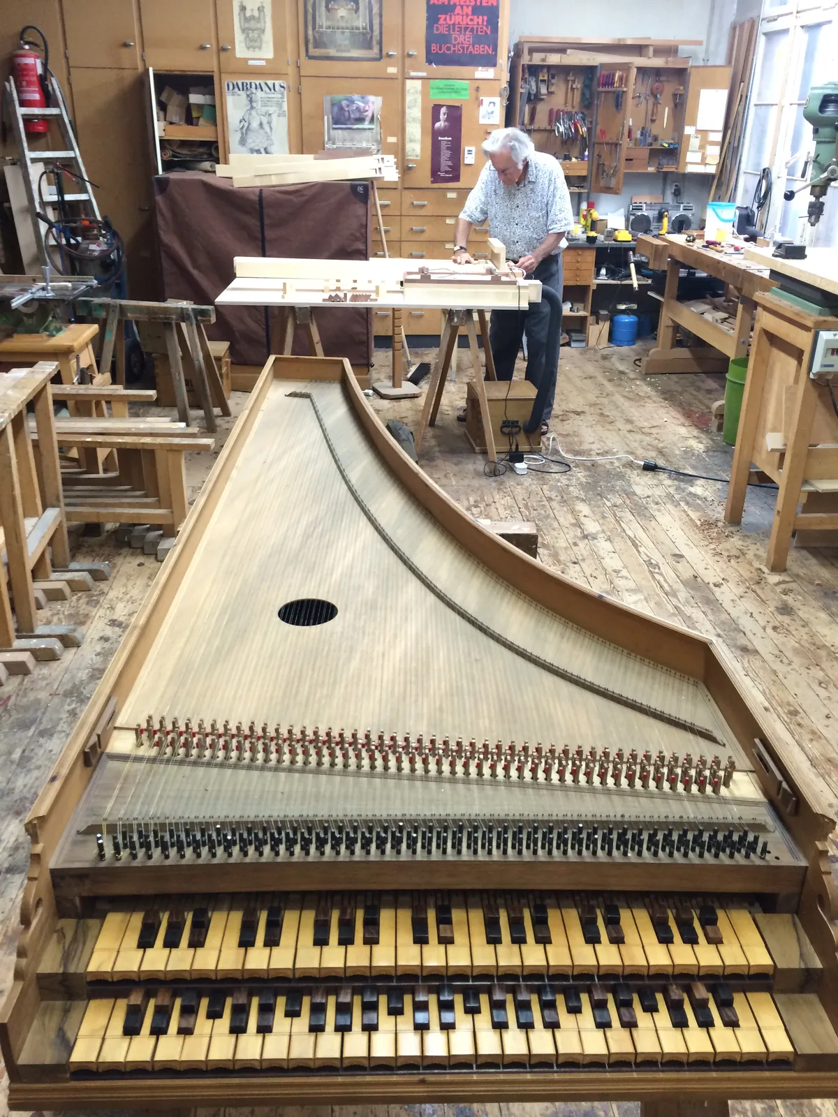The Archicembalo at Bernhard Fleig's workshop, ready for restoration
