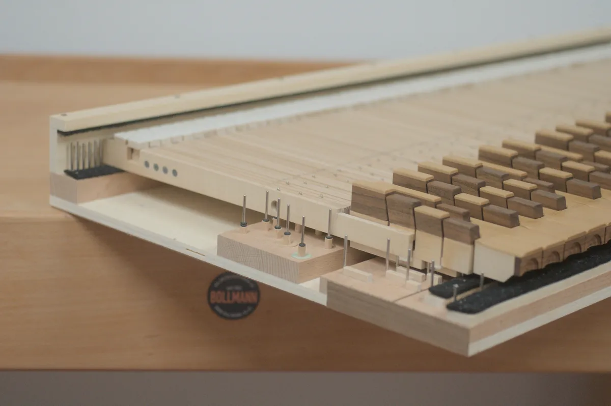 Detail of the Clavemusicum's keyboard construction