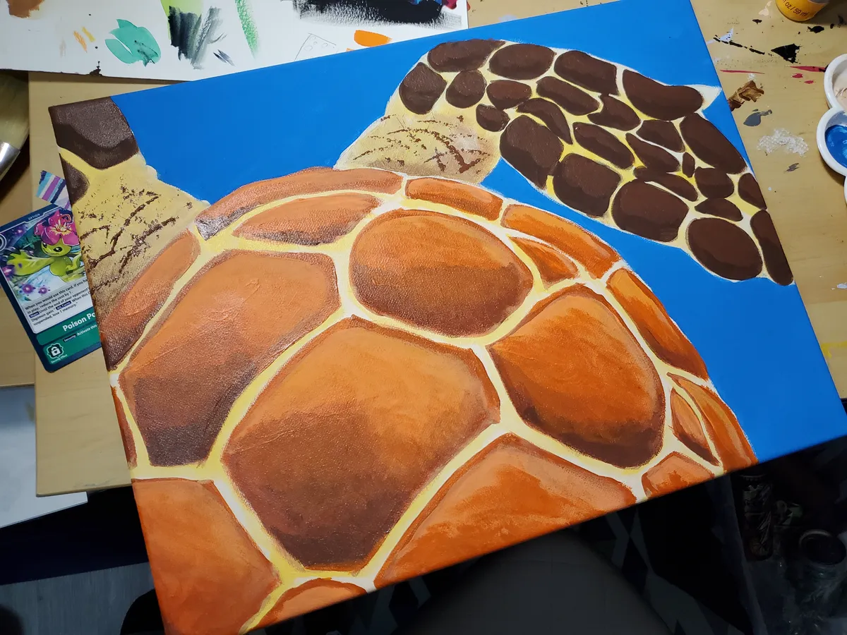 Sea turtle acrylic painting.