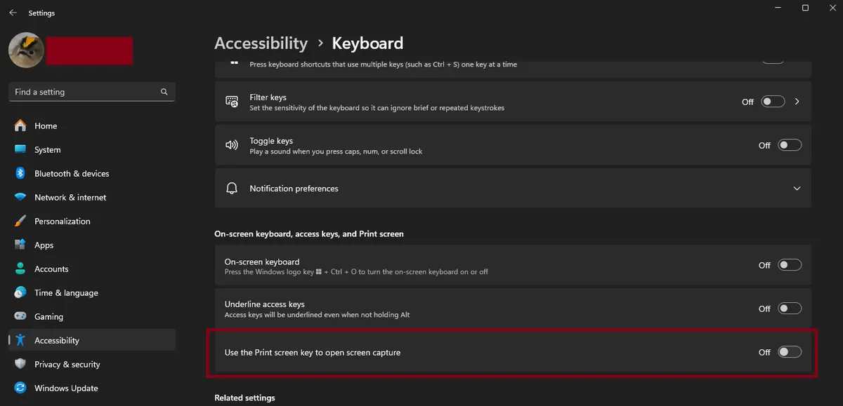 Windows' Accessibility > Keyboard settings.