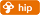 an orange badge that says hip with a mushroom on it