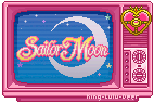 Sailor Moon title screen on a CRT TV