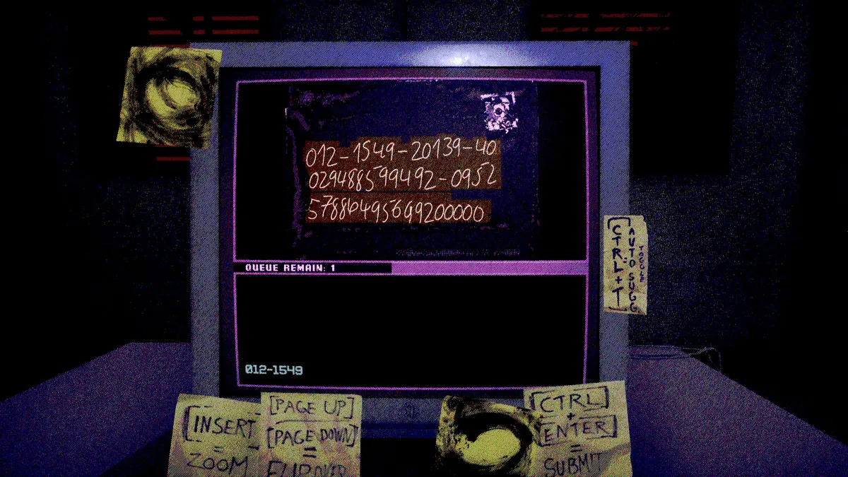 screenshot of an old computer with creepy sticky notes from Dead Letter Dept.