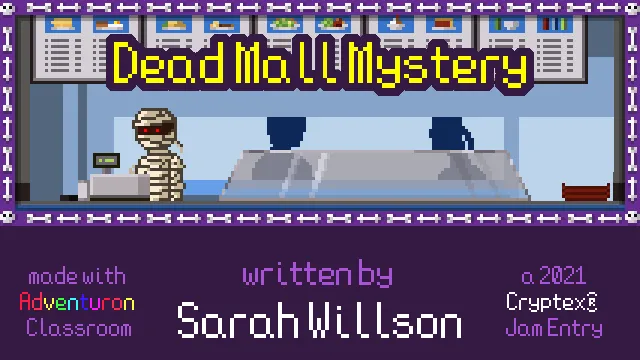 title card for Dead Mall Mystery showing a mummy working at the food court
