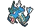 pixel art of the blue water dragon Pokemon called Gyarados