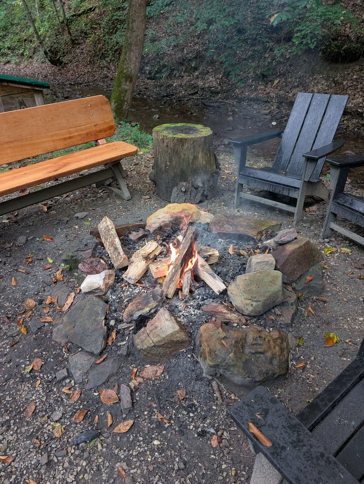 a fire in the fire pit