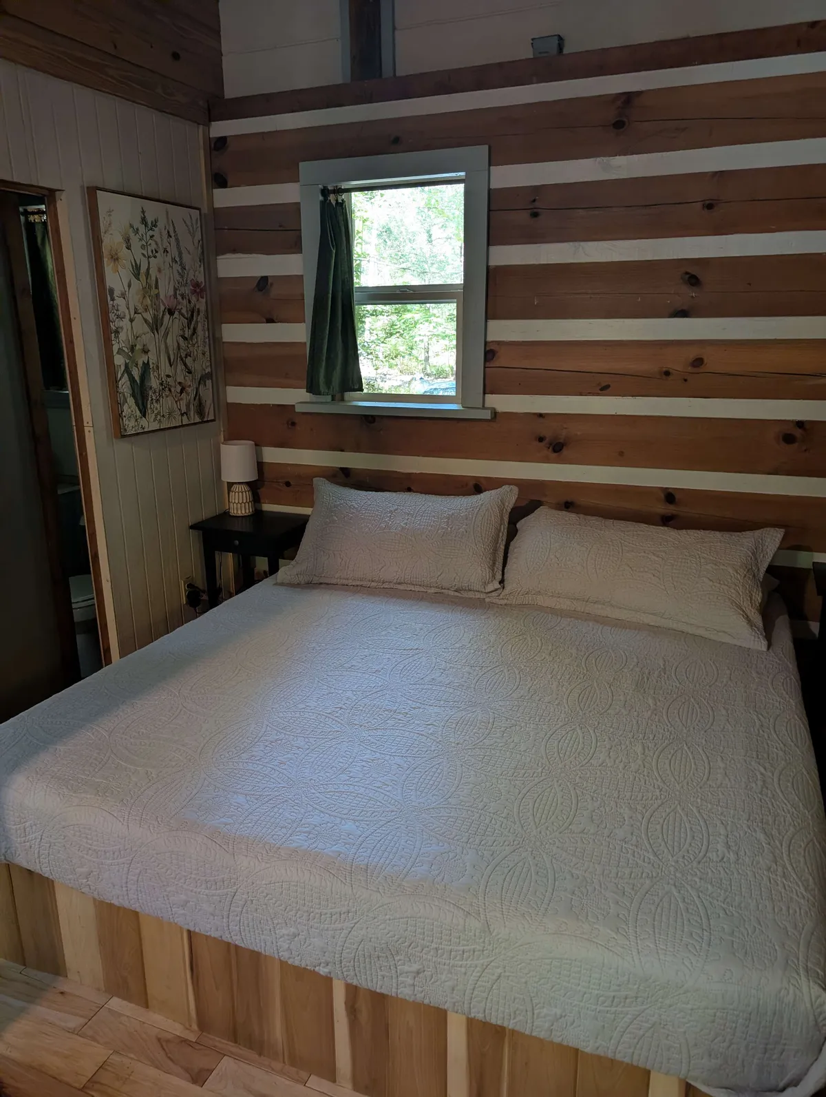 the bed area of our cabin