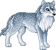 pixel art of a blue-gray wolf