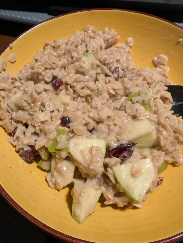 oatmeal with apples, raisins, and dried cranberries