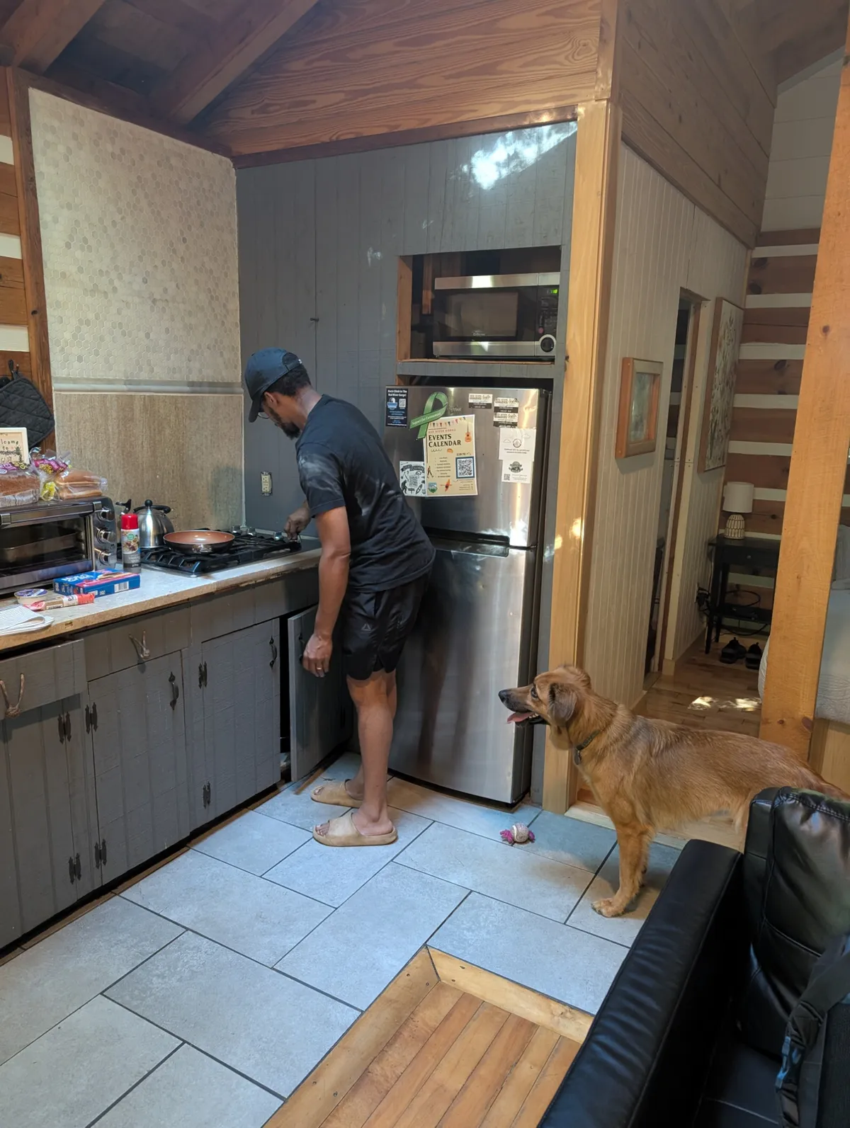 Danny cooking at the gas range