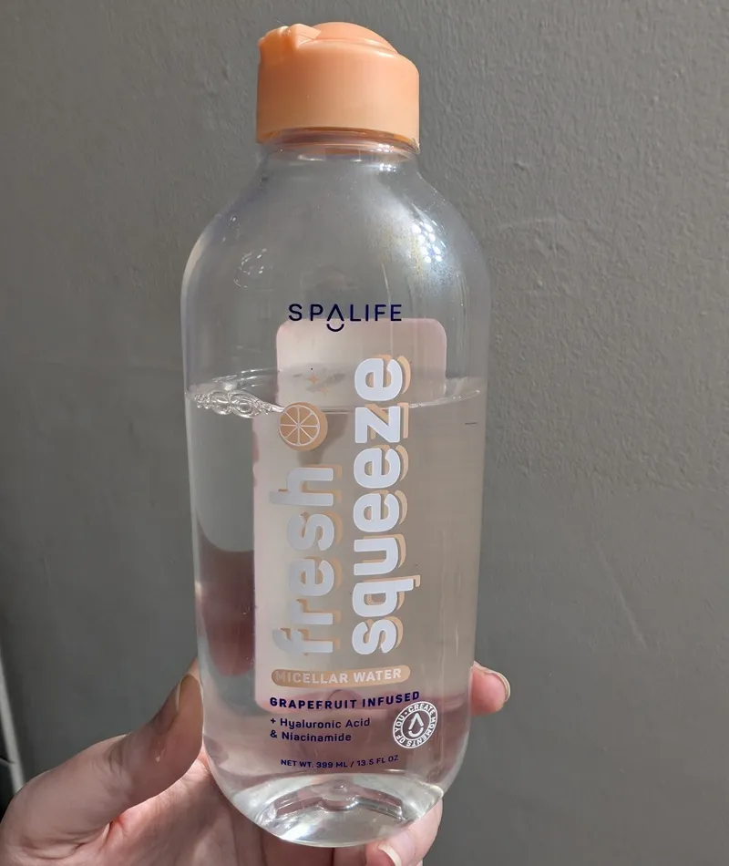 SpaLife grapefruit-infused Fresh Squeeze micellar water with hyaluronic acid and niacinamide