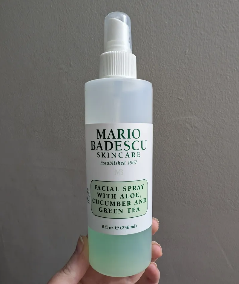 Mario Badescu facial spray with aloe, cucumber, and green tea