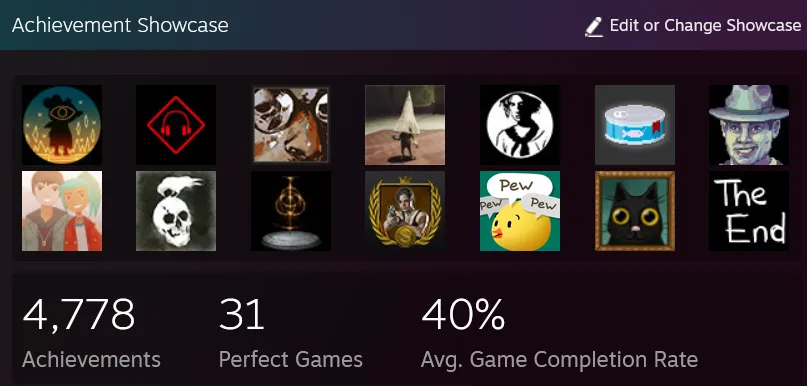 Steam achievement showcase