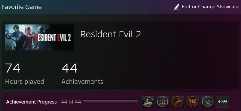 Steam game showcase featuring Resident Evil 2