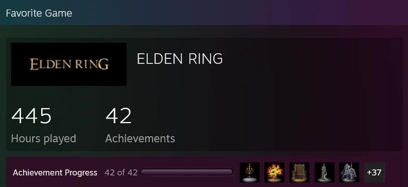 Steam game showcase featuring Elden Ring