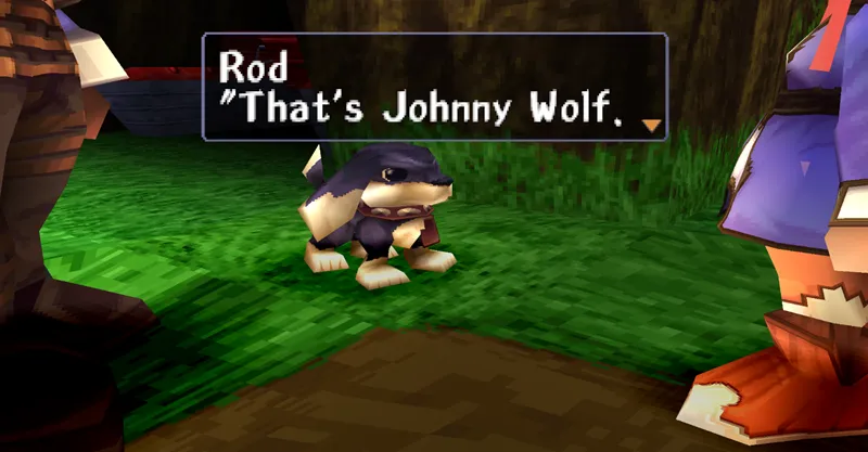 Threads of Fate screenshot featuring a dog named Johnny Wolf
