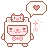 Pink pixel bear in a bow tie with a cat