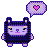 Purple pixel bear with pixelated edges and bright highlights