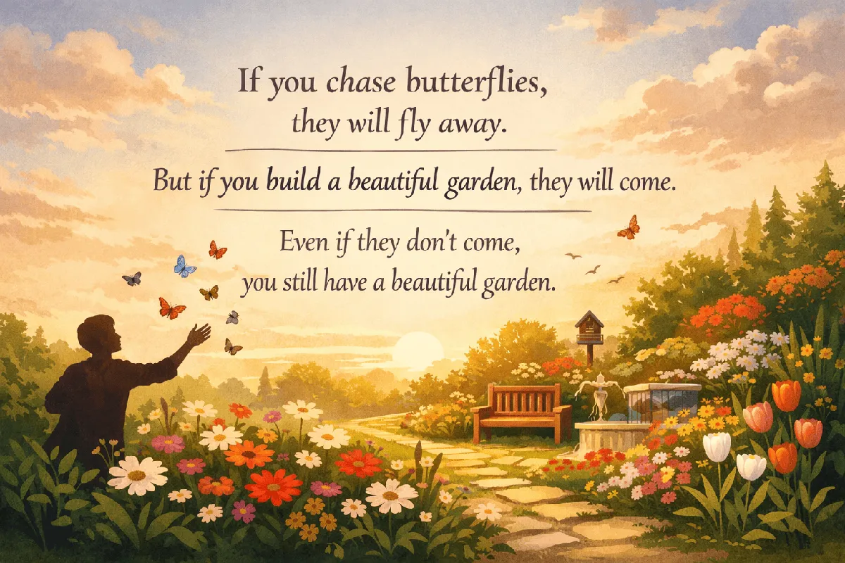 Butterflies in a garden