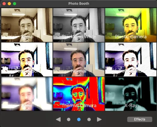 Felipe utilizando app Photo Booth