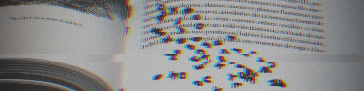 Letters falling out of a printed book. Edited version of original image by Hector J Rivas on Unsplash.