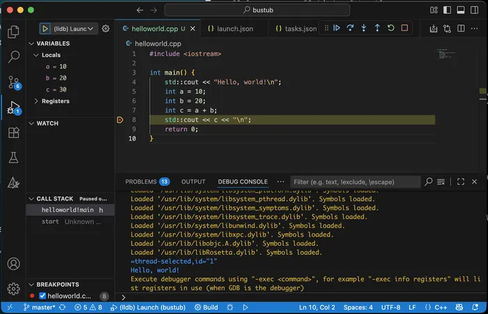 VSCode C++ Debugging Window