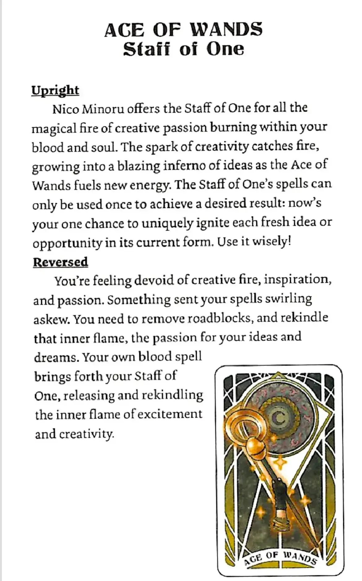 Nico’s Staff even made an appearance as the Ace of Wands! Conveniently not mentioning, of course the pain of harnessing its power.