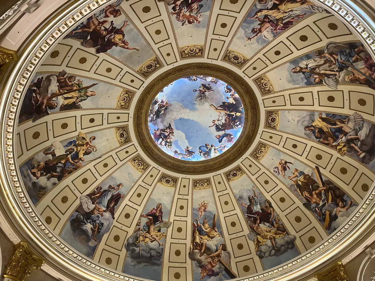 The ceiling of the lobby overlooking those mimes