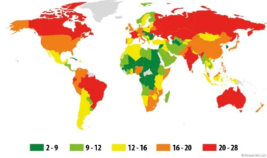 Países mais afetados por ataques phishing em 2014