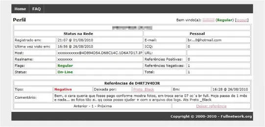 Um sistema de reputação do submundo de Fullnetwork.org: proteção contra deadbeats