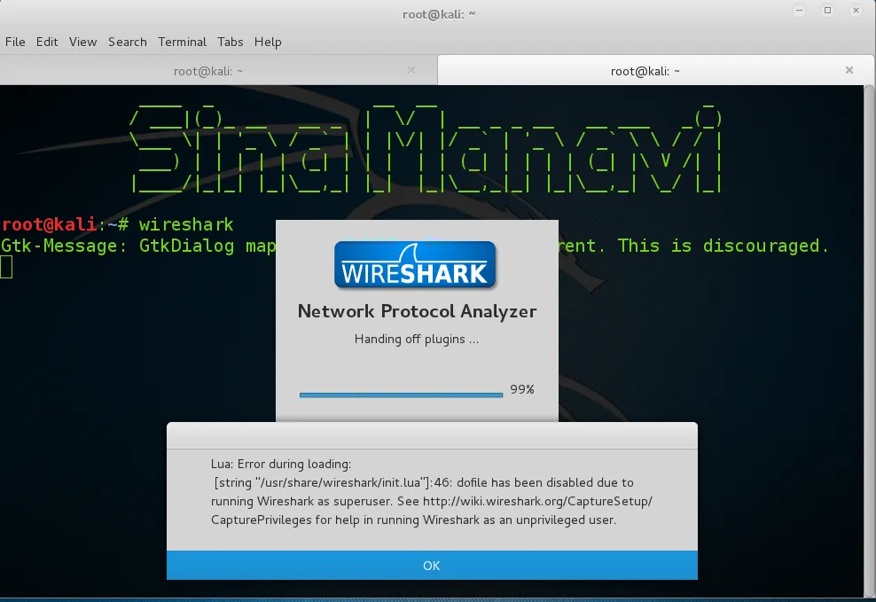 Resolver erro no Wireshark (Lua: Error during loading: on Wireshark)