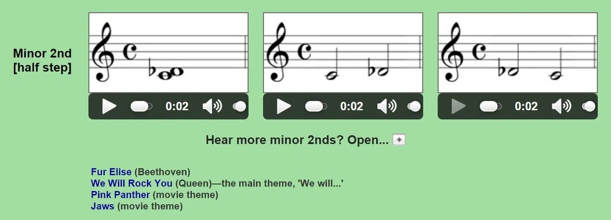 The Musical Intervals Tutor 選單