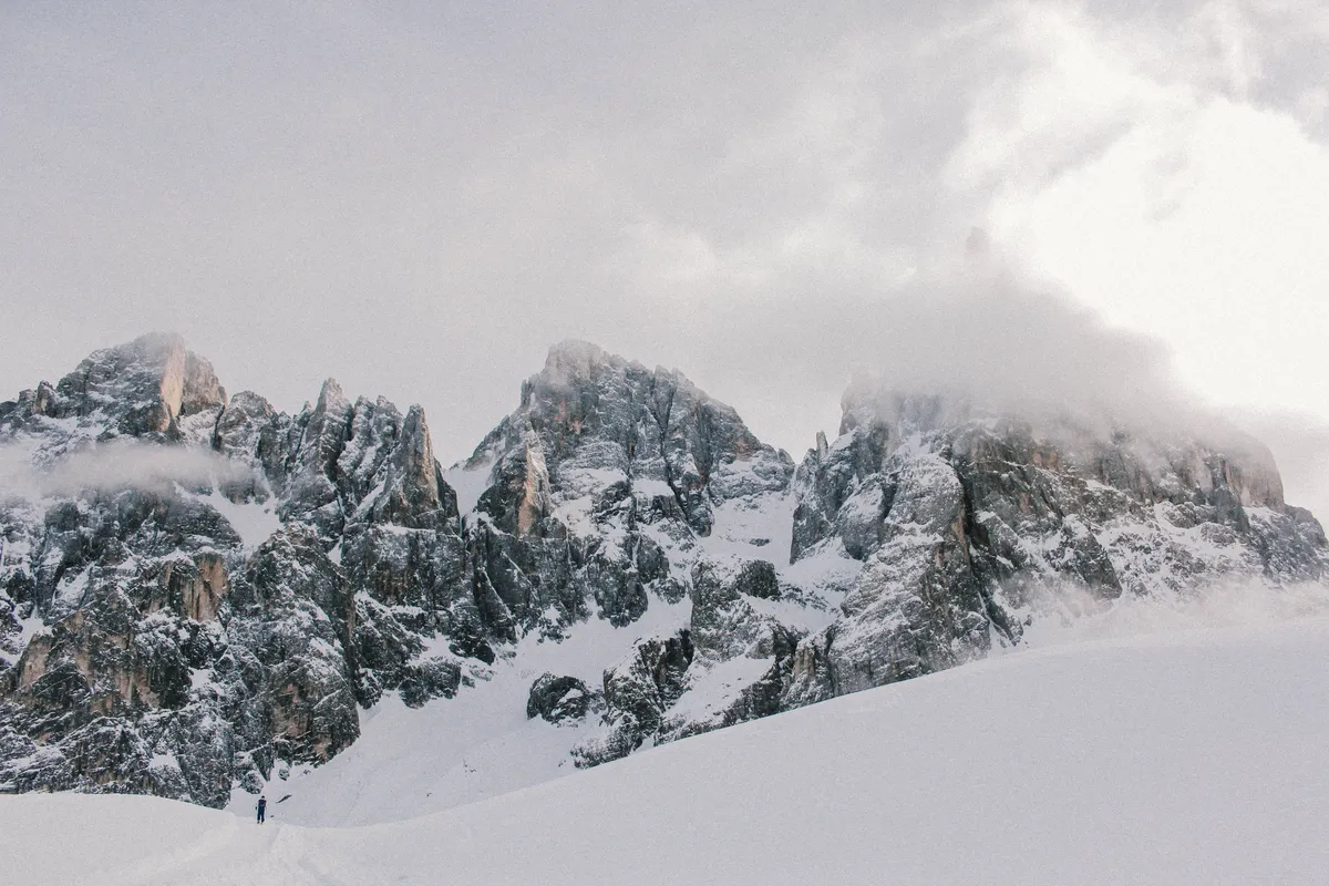 A lone man in front of a mountain - Pale di San Martino, 2014