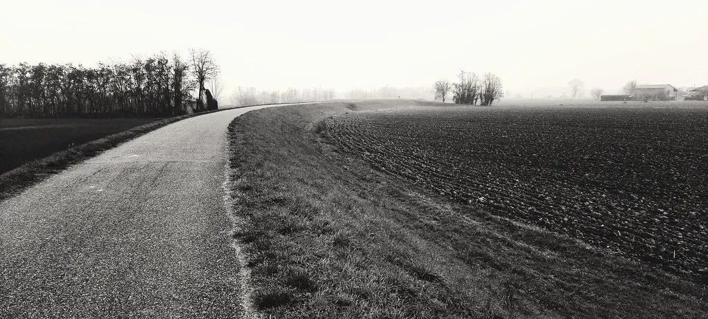Enbankment in Piacenza, Italy near the Trebbia river