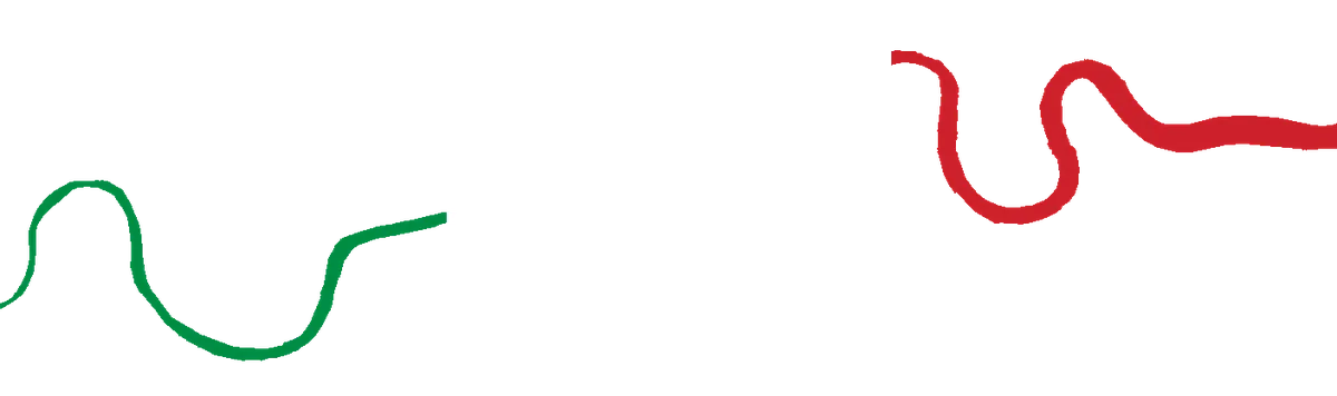 an outline of the river Thames, coloured green white and red like the Italian flag