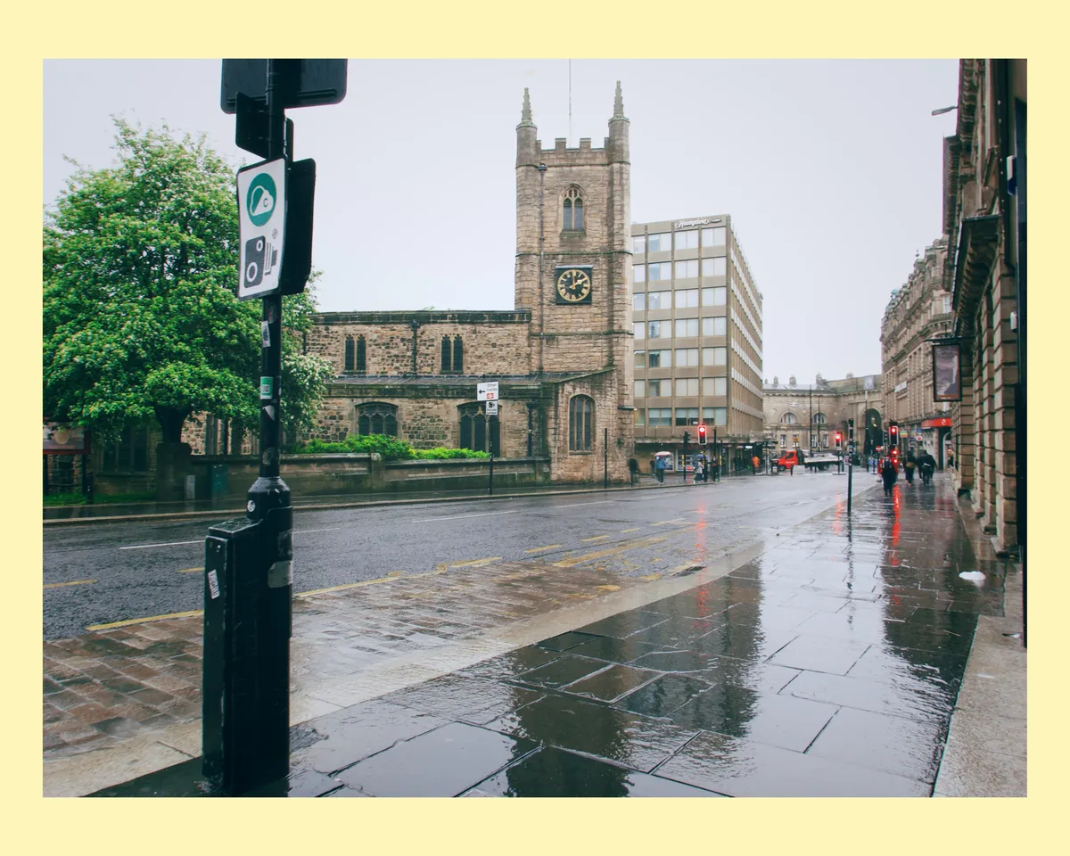Rainy Evening with a church