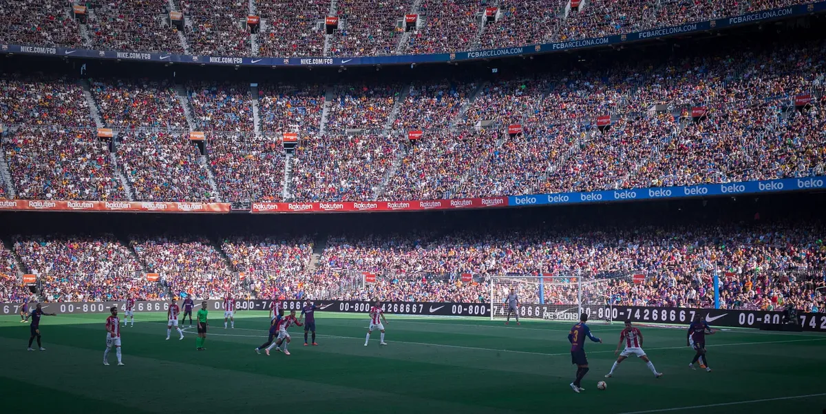 Match day at Spotify Camp Nou from field perspective