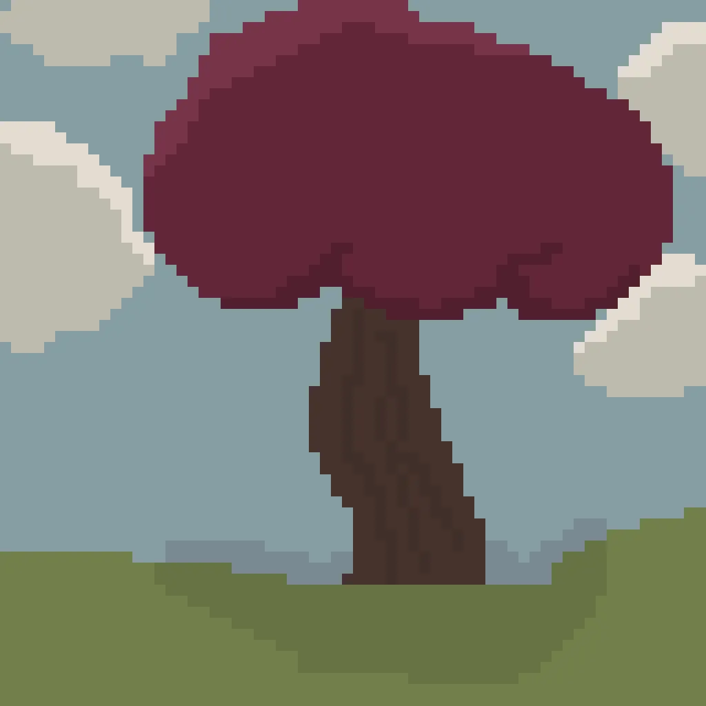 pixel art of a sakura tree