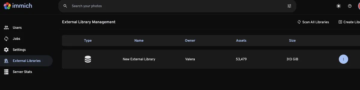 Adding external libary in Immich