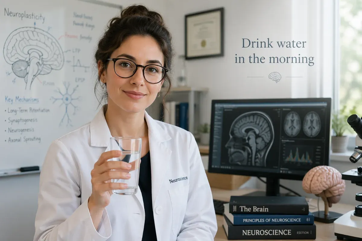 Neuroscientist selling pdf about drinking water in the morning