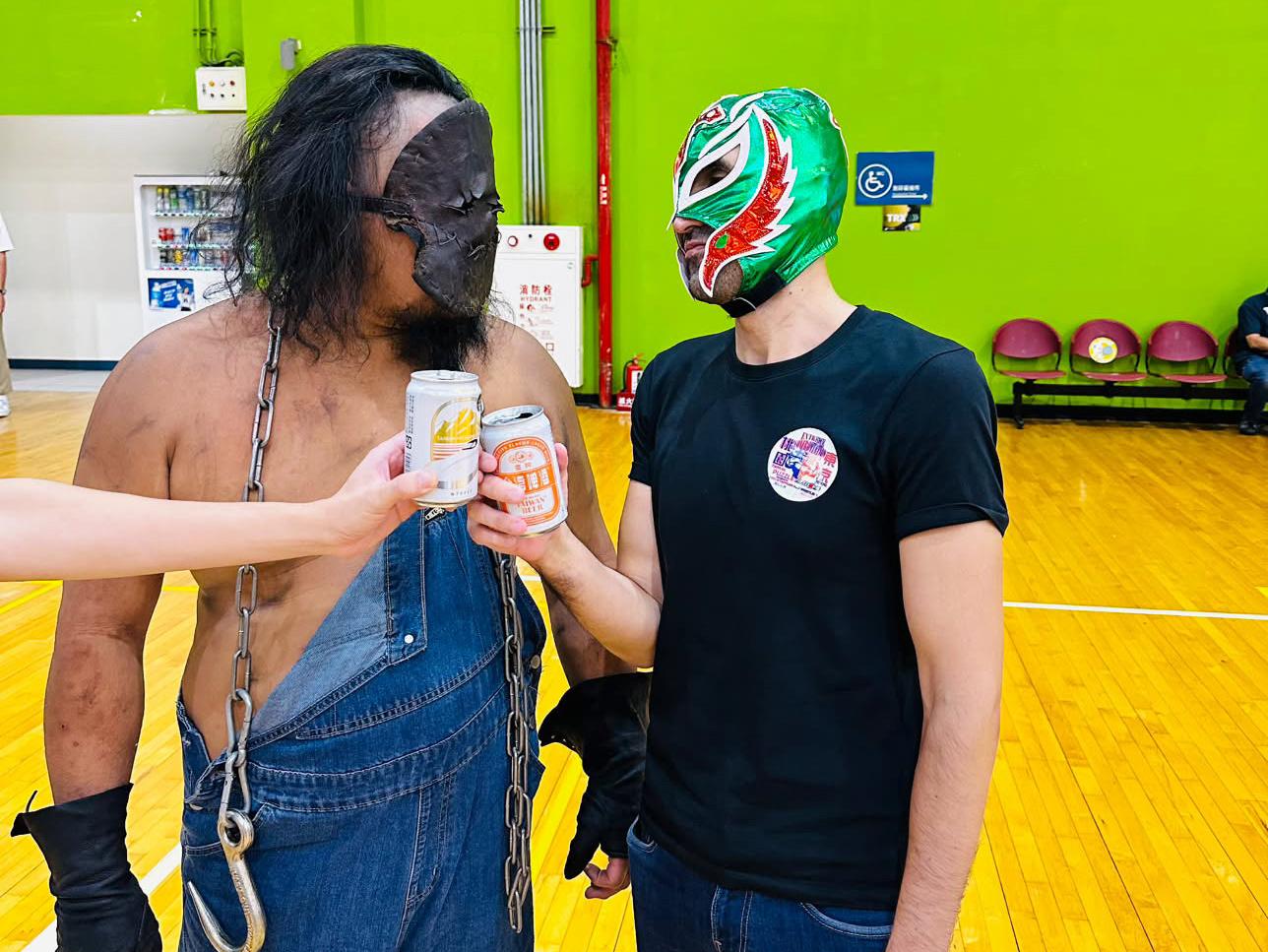 Me posting with Butch, a pro-wrestler