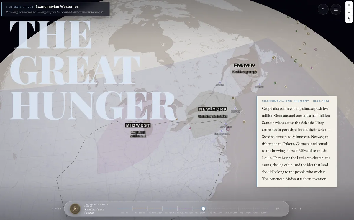 The historical climate map in The Great Hunger