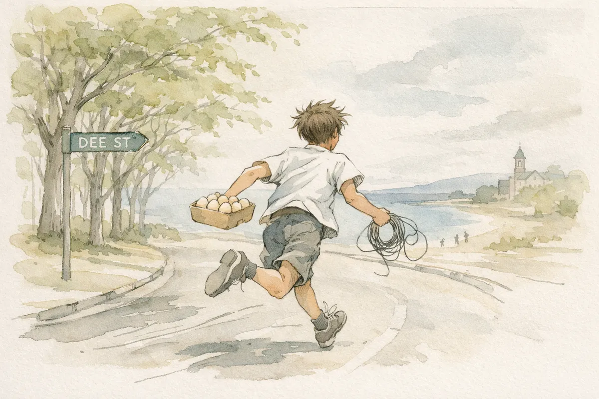 Running down Dee Street, Invercargill