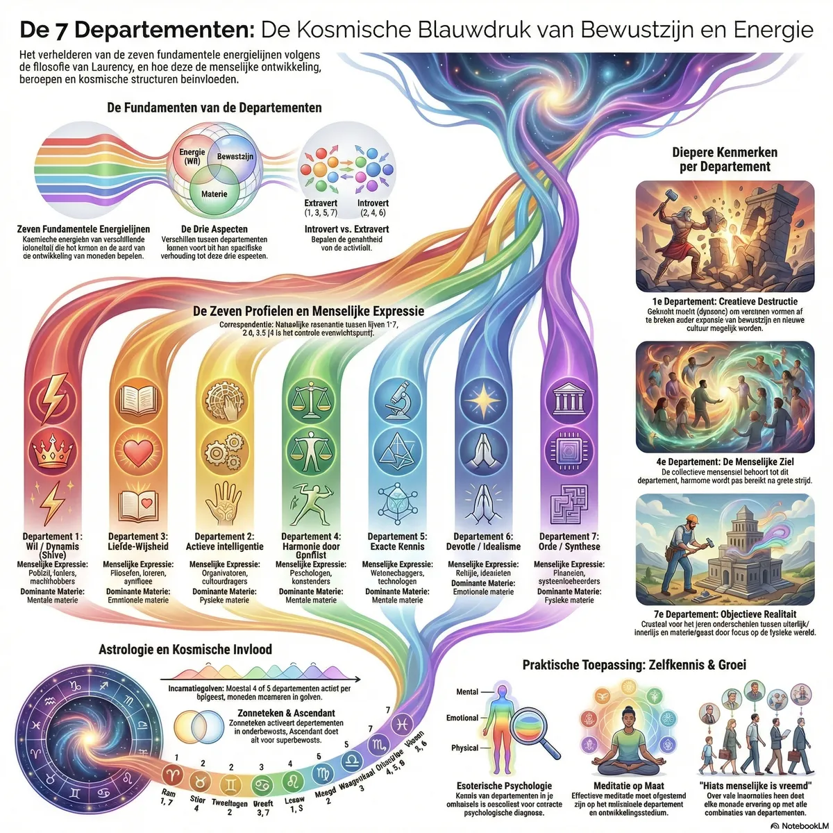 De 7 Departementen (of stralen) volgens Laurency