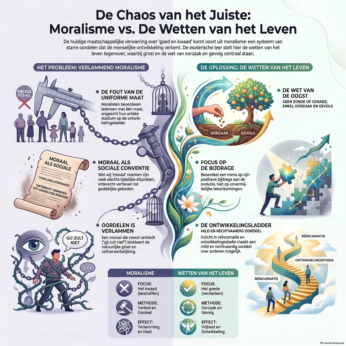 De conceptie van het juiste (2-3) moralisme en de chaos van het juiste