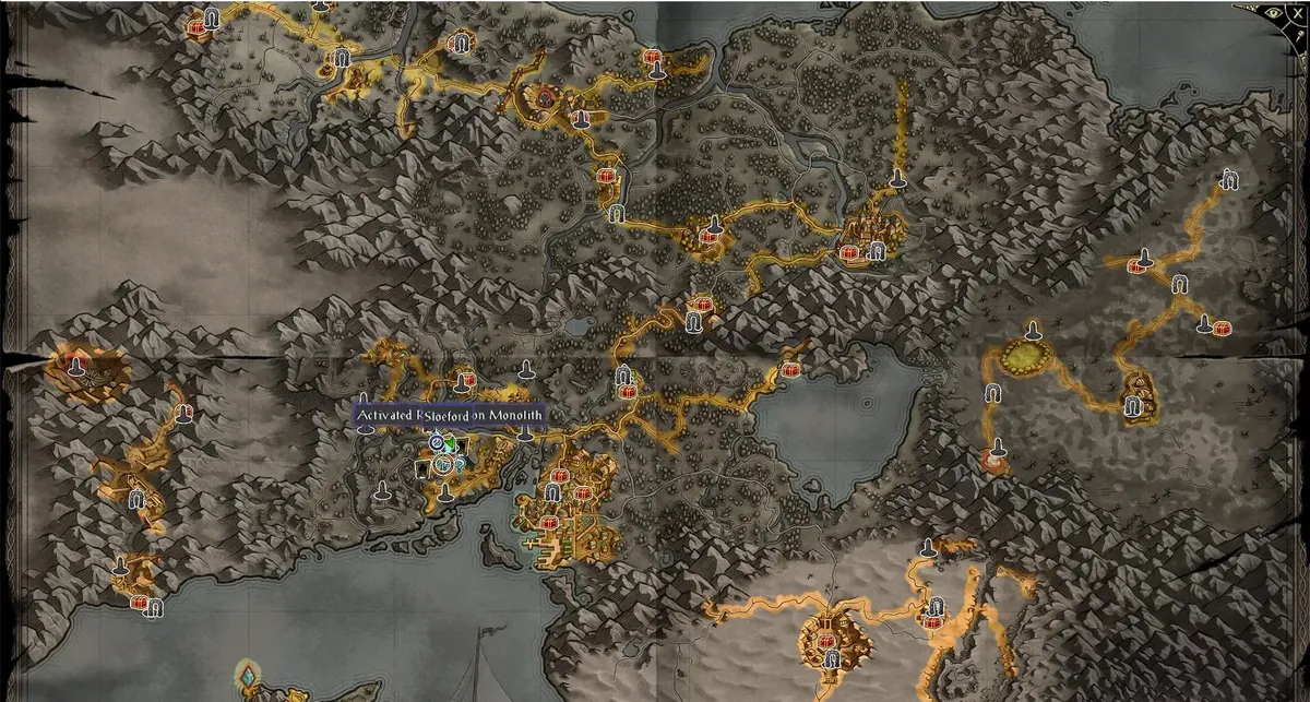 A large digital map, but with the texture and aesthetics of a paper or parchment that has been folded and opened many times over the years.