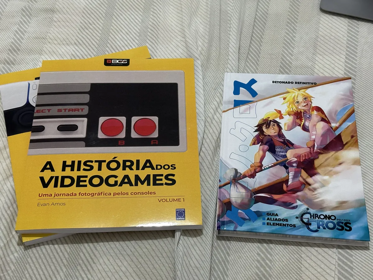 Two books about video game history on the left and one about Chrono Cross on the right.