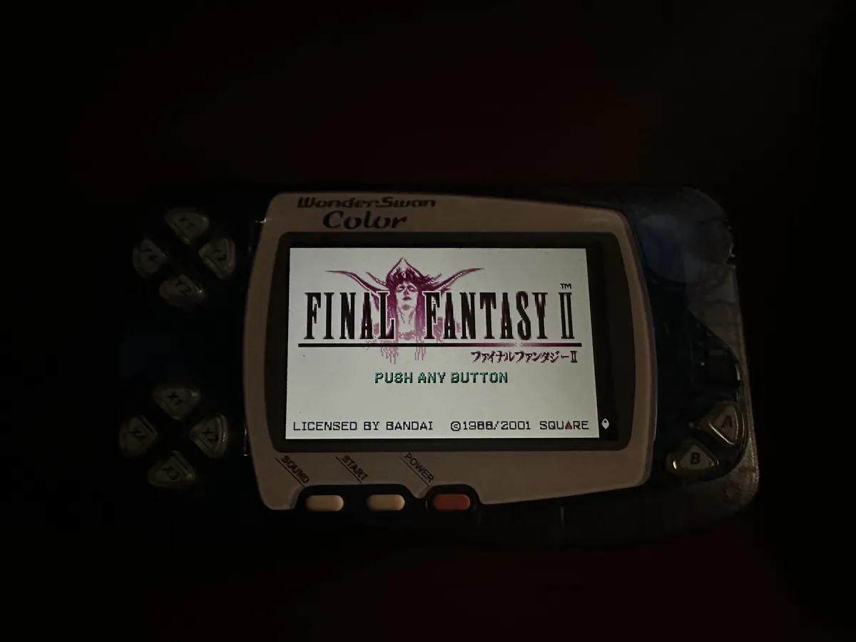 A WonderSwan Color running FF2 with the new IPS screen.