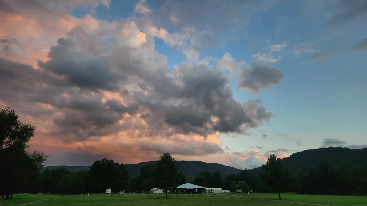 sunset over a mountain view