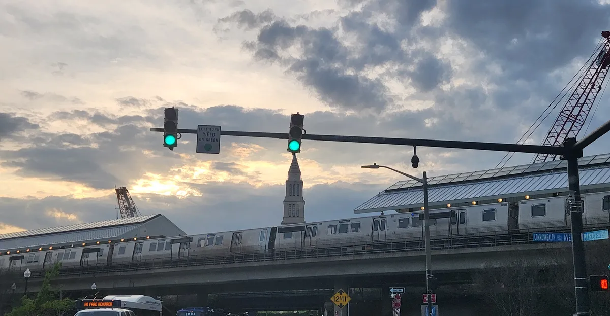 Alexandria Masonic Temple behind the DC Metro during early sunset